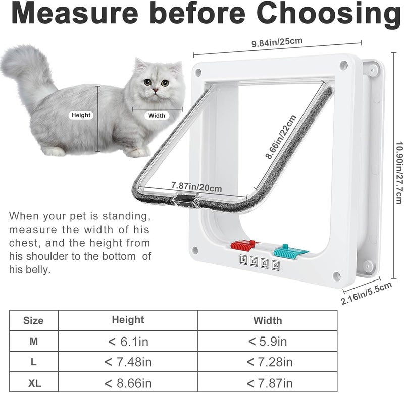 Lessmon Cat Door, Safety Pet Door with 4 Way Lock, Weatherproof & Easy Installation Cat Flap Door for Interior Exterior Door, Window, Wall(X-Large, 7.87in x 8.66in Flap) - Image 3